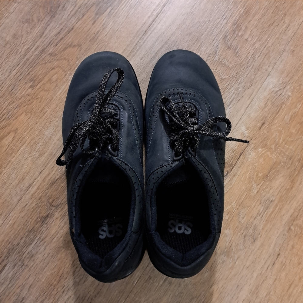 SAS Suede Walkeasy Blackish Blue Lace-Up Tripad Comfort Sneakers Size 8W NB